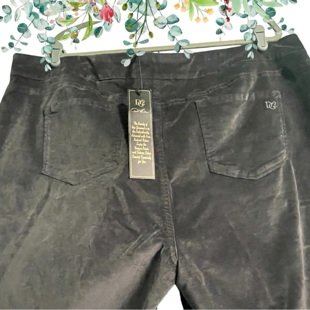 Diane Gilman NWT 2X stretch velvet jeans grey pull on faux fly faux front pocket - Picture 4 of 12